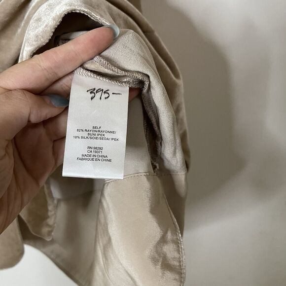 Tibi Velour beige cold shoulder long sleeve blouse top size medium - Picture 6 of 6